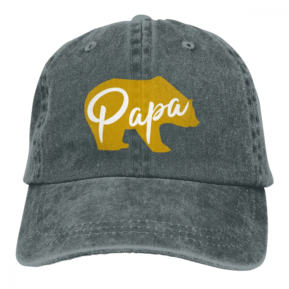 Papa Bear Casquette черные унисекс Мужские Женские джинсовые бейсболка с ремешком кепки регулируемые Гольф папа шляпа