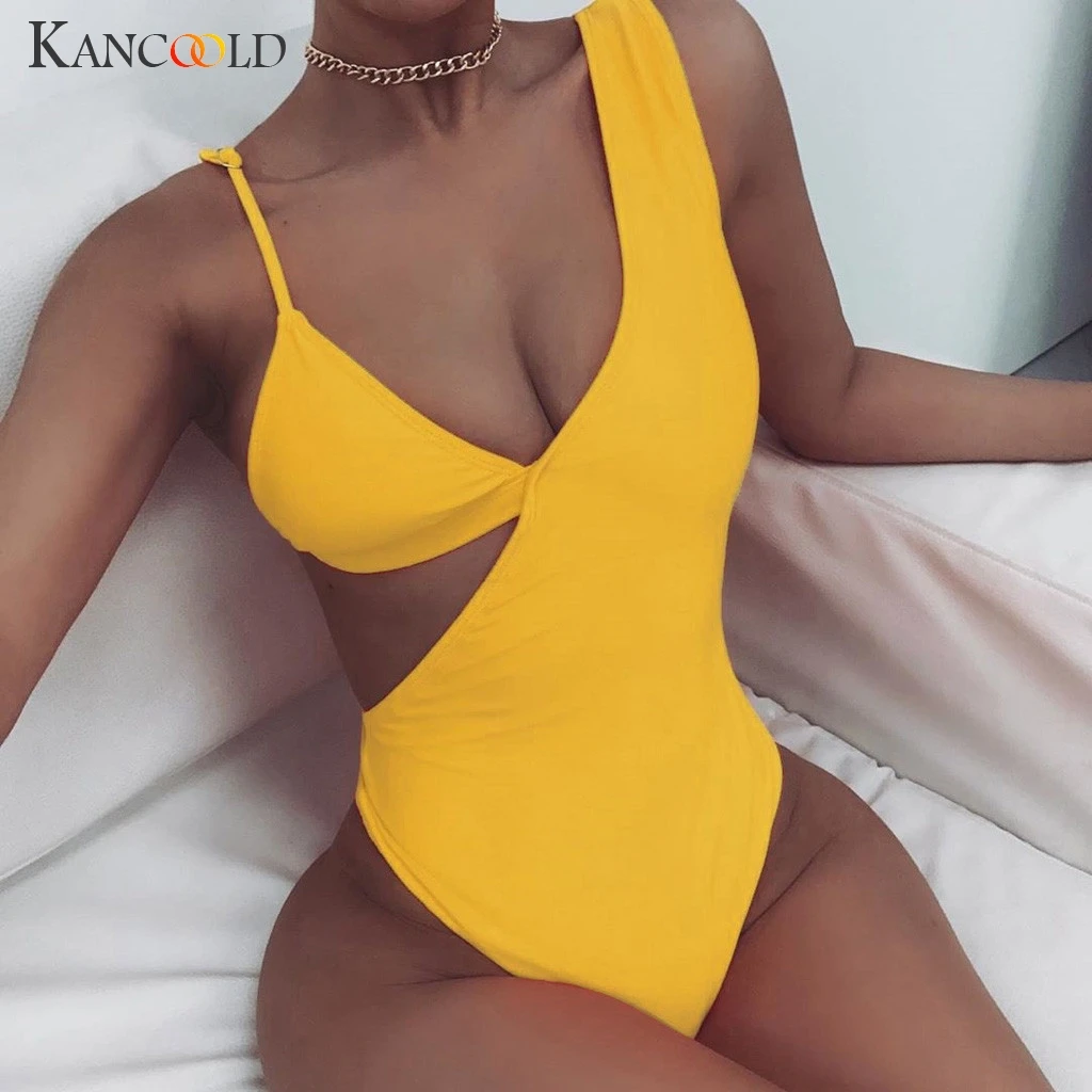 Женский купальный костюм KANCOOLD новый цельный купальник желтого оранжевого цветов