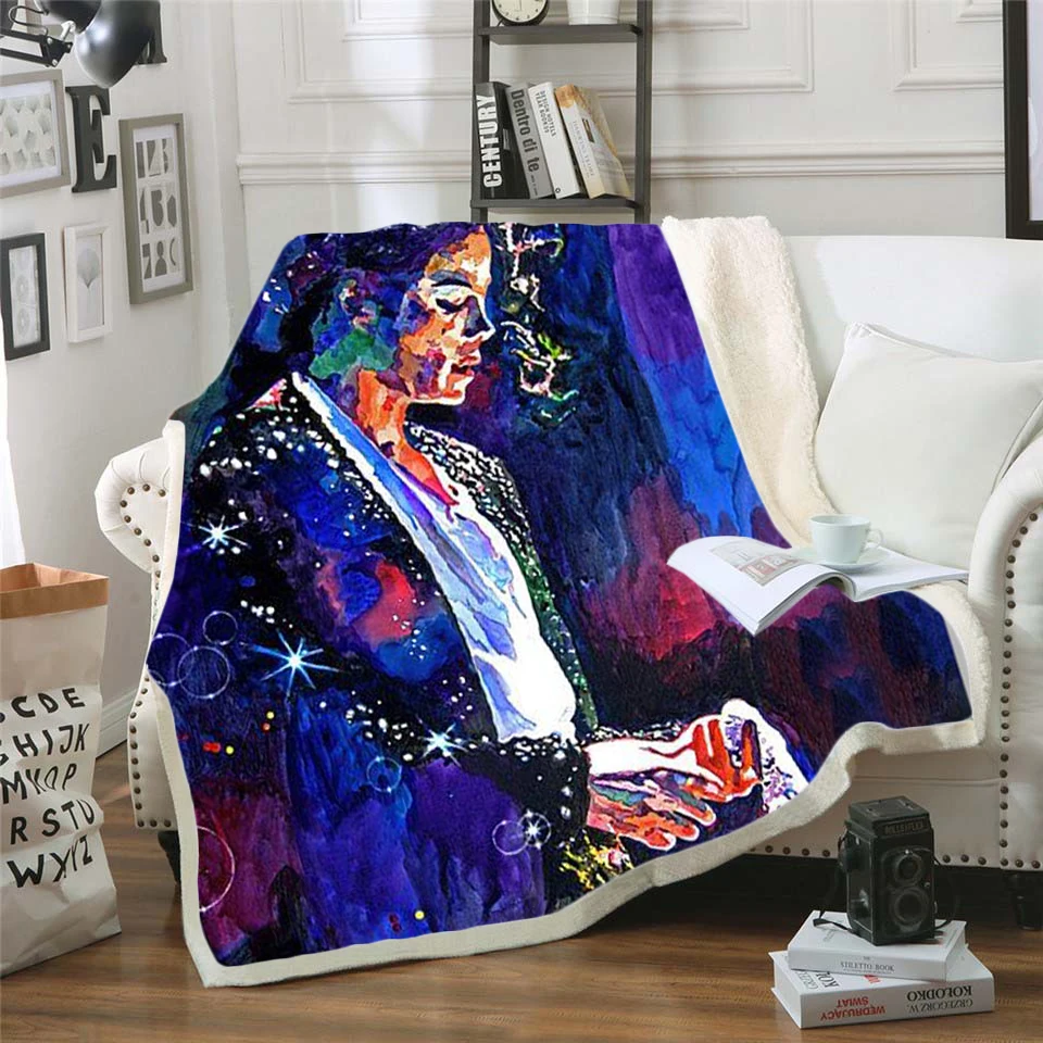 Michael Jackson 3d printed fleece blanket for Beds Hiking Picnic Thick Quilt Fashionable Bedspread Sherpa Throw Blanket style-7