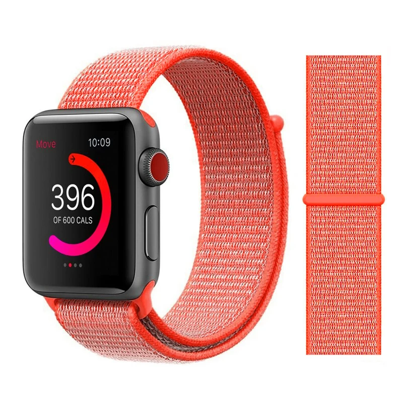 Color4 Spicy Orange Нейлон Ремешок для наручных часов Apple Watch серии 3/2/1 38 мм 42 мм мягкий нейлон дышащий сменный ремешок Спортивная петля для наручных часов iwatch серии 4 40 мм 44 мм - Цвет ремешка: Color4 Spicy Orange