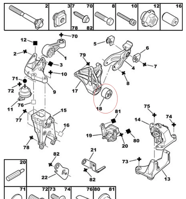 Подвесной клей 9639176847/180930/180921 для Citroen peugeot 307/406/308