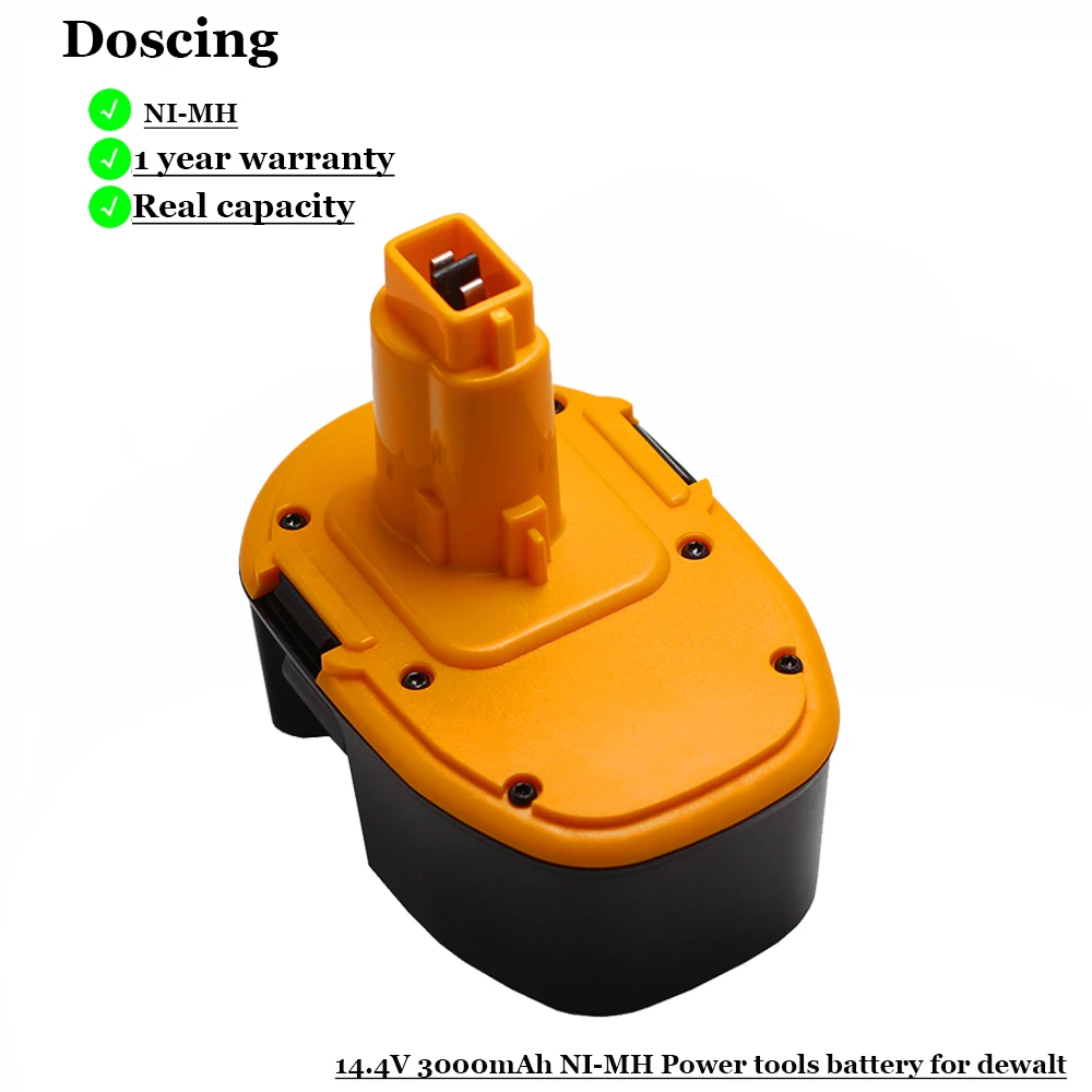 Doscing для Dewalt 14,4 в Ni-MH 3000 мАч, запасные аккумуляторы для электроинструментов DEWALT DC9091 3.0Ah DE9094 DE9094