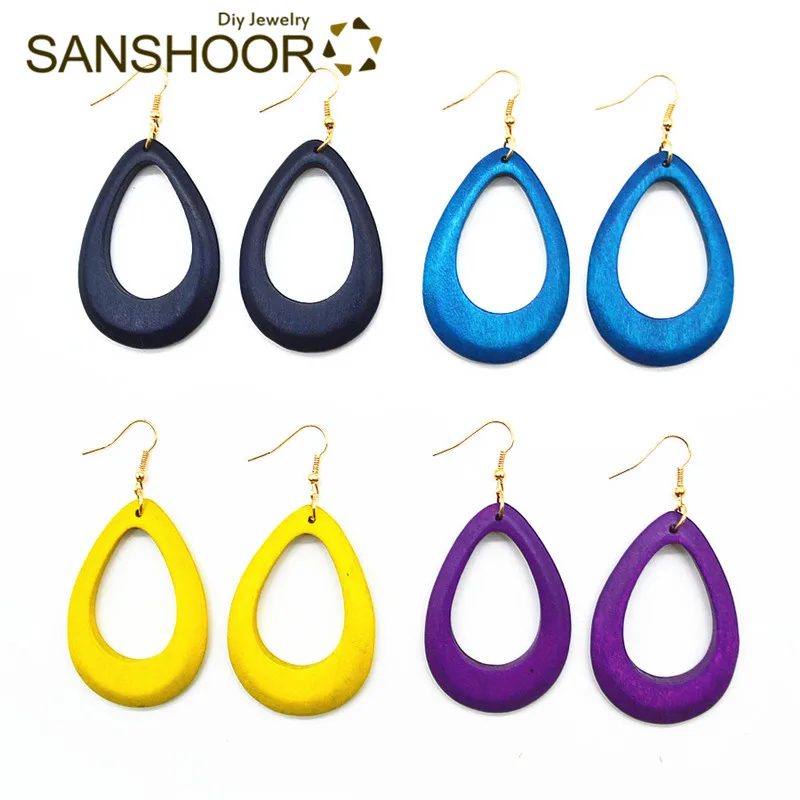 Женские серьги-подвески из натурального дерева SANSHOOR 2 пары новый дизайн 2020 |