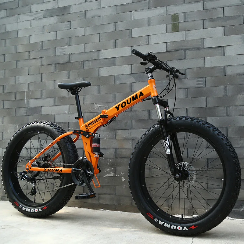 4.0 Super Wide Tire Folding Bike Snow Mountain Bicycle 20/24/26 Inch Speed Adult Student Men And Women