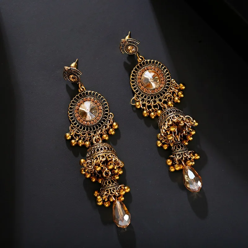 OIQUEI, индийские ювелирные серьги Jhumka, бохо, цыганское золото, серебро, металл, Большие колокольчики, длинные висячие серьги для женщин oorbellen
