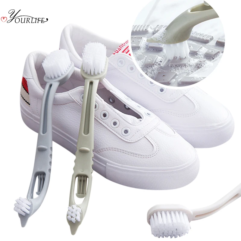 

OYOURLIFE Multi-function Long Handle Double-end Shoe Brush White Shoes Cleaner Plastic Soft Hair Washing Cleaner For Shoes