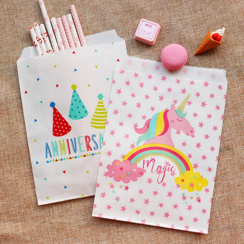

25pcs Unicorn Party Kraft Paper Bags Favour Bags Kids Gift Wrapping Card Scrapbooking Bag Gift Stationery Envelope