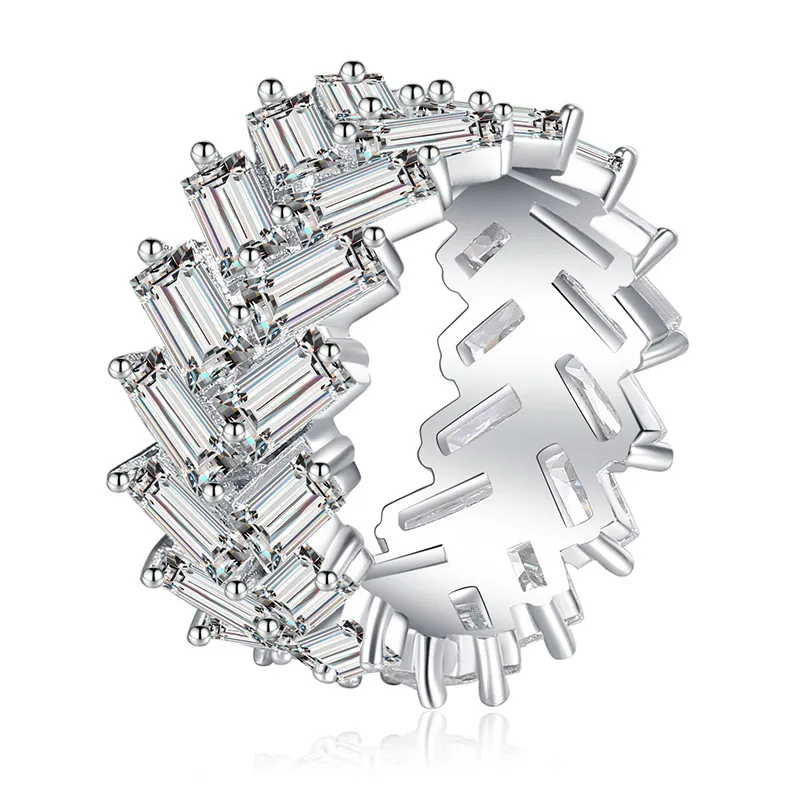 Хип-хоп 2 ряда багет циркон мужское женское кольцо медные Подвески золотой