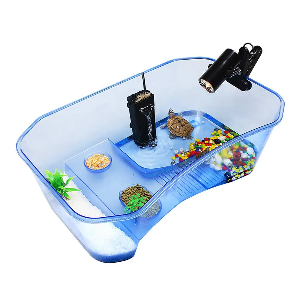 Аквариум прозрачная коробка для разведения черепах рептилий домик с сушкой платформы для бразильской черепахи резервуар для воды