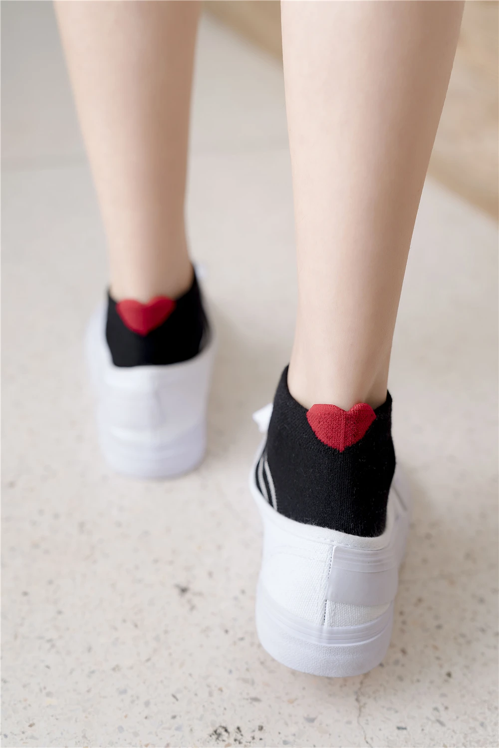 INS Neue Nette Rote Liebe Herz Ferse Gestreiften Kurze Knöchel Socken für Mädchen Dropship – Detail 36