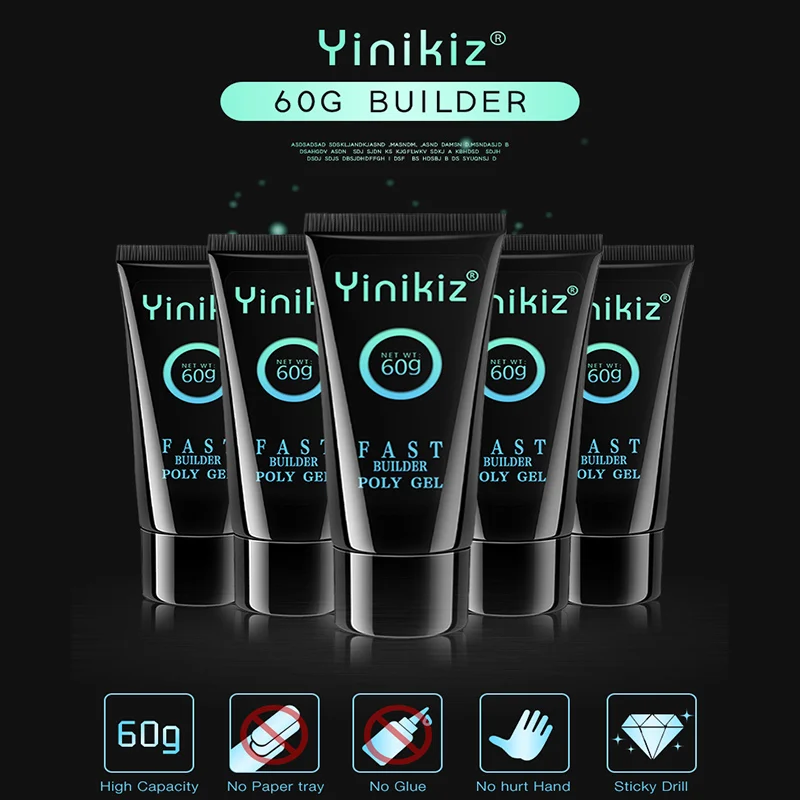 

Yinikiz 60g Crystal Extend UV Nail PolyGel Extension Builder gel Nail Art Gel Lacquer Jelly Acrylic Builder Nail Poly Gel