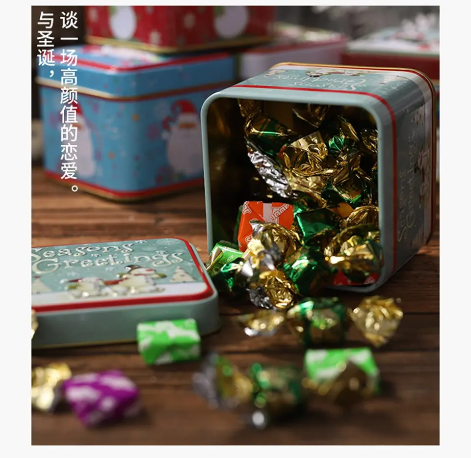 Подарочная коробка для конфет, Рождественская посылка, железная коробка для конфет и чая, для выпечки печенья, печенья, чехол, подарочный контейнер, Рождественский Декор