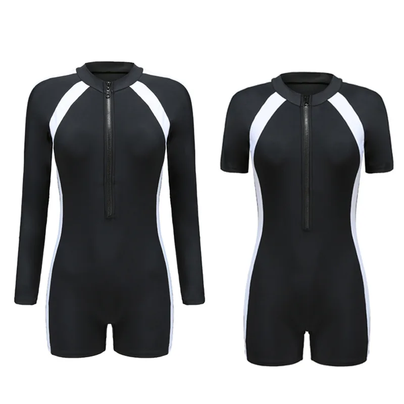 New Sports One-piece Swimsuit Women Conservative Hot Spring Vacation Swimsuit Long and Short Sleeve Adult Women