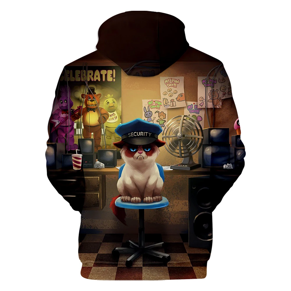 Толстовки Five Nights at Freddy, осенне-зимние теплые популярные толстовки с длинными рукавами, модные повседневные топы с 3D принтом, толстовки