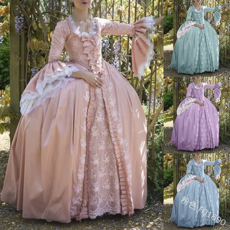 

Woman Medieval Vintage Noble Palace Princess Dress Halloween Carnival Party Renaissance Victorian Gothic V-Neck Hooded Vestido
