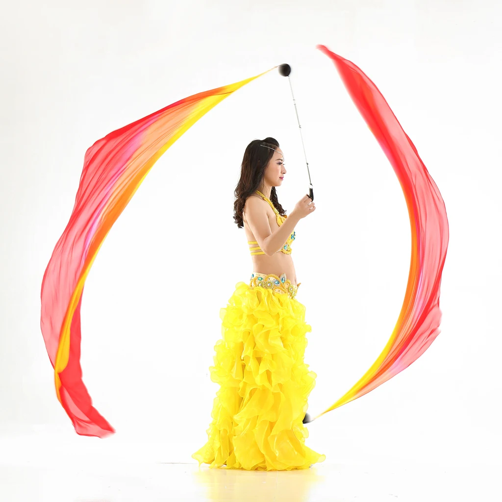 Струящаяся шелковая вуаль пой бросок шары для танца живота Йога Танцы Аксессуары для сцены реквизит танец живота костюм