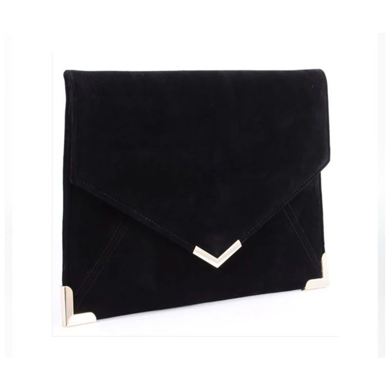 suede envelope clutch