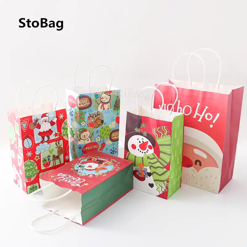 Stobag 10 個クリスマス保存袋パーティー手作りベーキングギフト装飾包装紙バッグサンタクロースベビーシャワー祝う ギフトバッグ ラッピング用品 Aliexpress