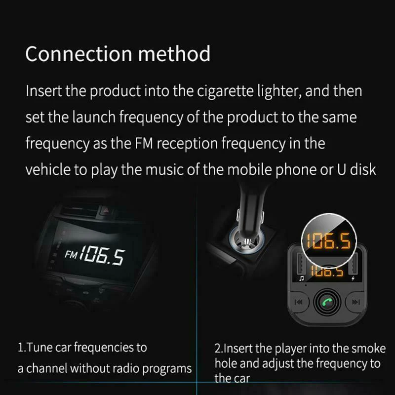 2.1A 1A автомобильное зарядное устройство с двумя USB Bluetooth 5,0 автомобильный комплект беспроводной fm-передатчик воспроизведение музыки громкой связи вызов NC99