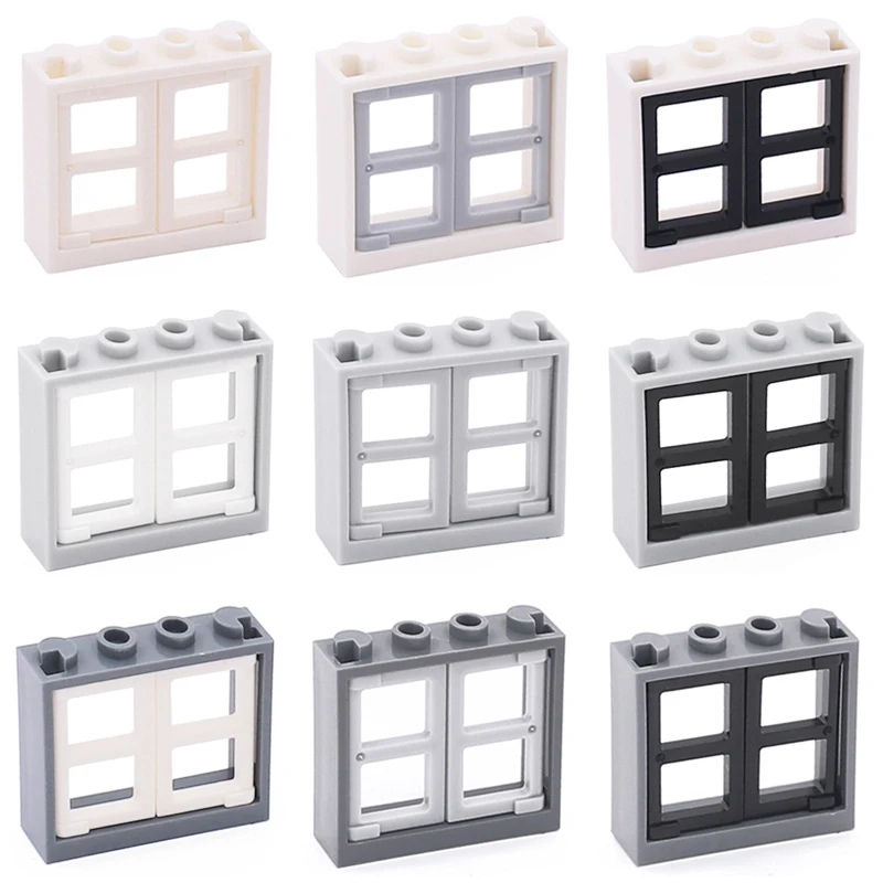 Marumine City MOC Parts Building Blocks DIY 3854 Pane 1x2x3 With 60594 Window 1x4x3 No Shutter Tabs Castle Garden Assemble Brick building blocks building block parts