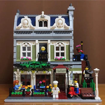 

In Stock MOC Street View Parisian Restaurant 10243 15010 Building Blocks Creator Expert city streetview bricks toys for kids gif