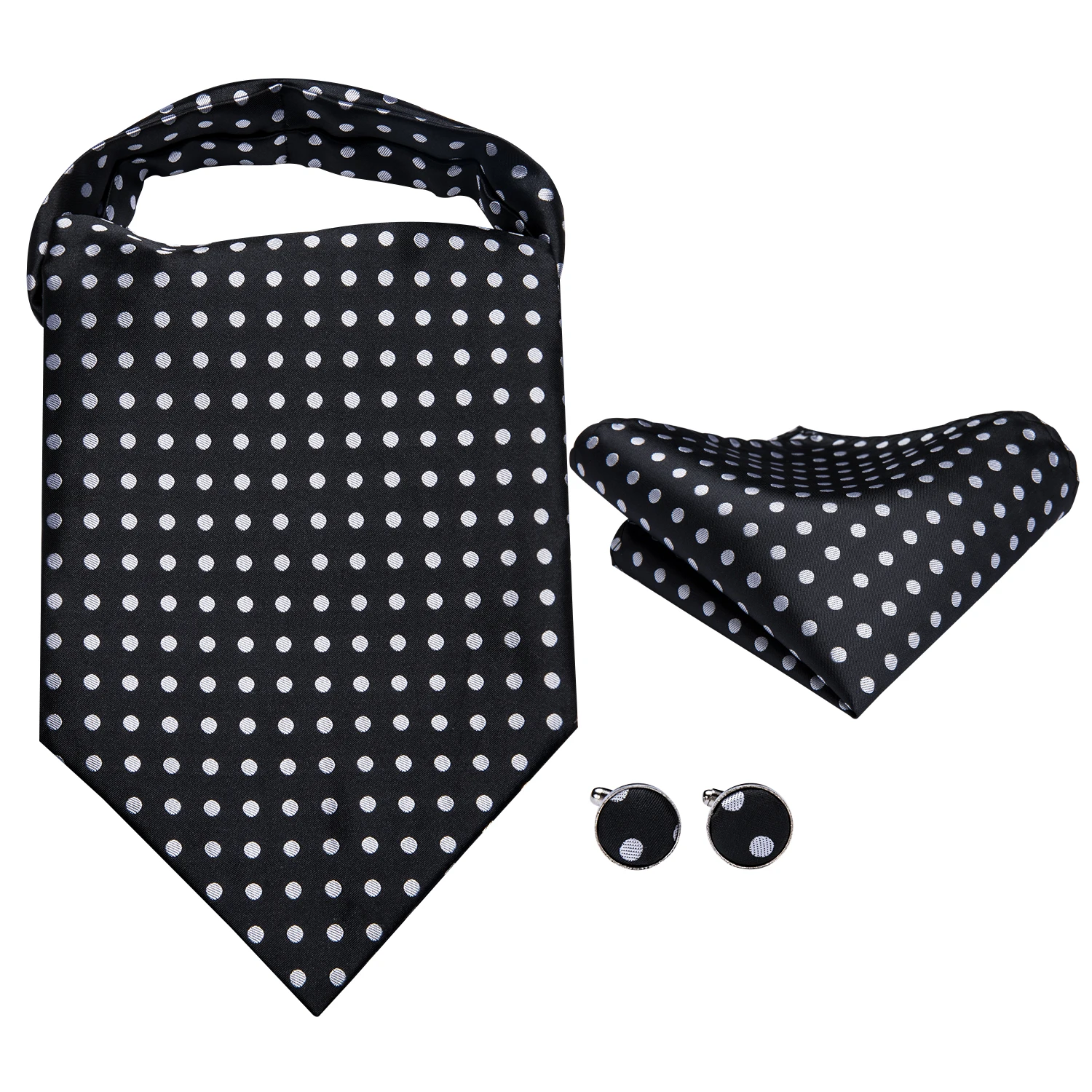 Dotted Wine Neck Tie Gift Set Pocket Square Cuff Links Tie Pin Polka Dot Satin