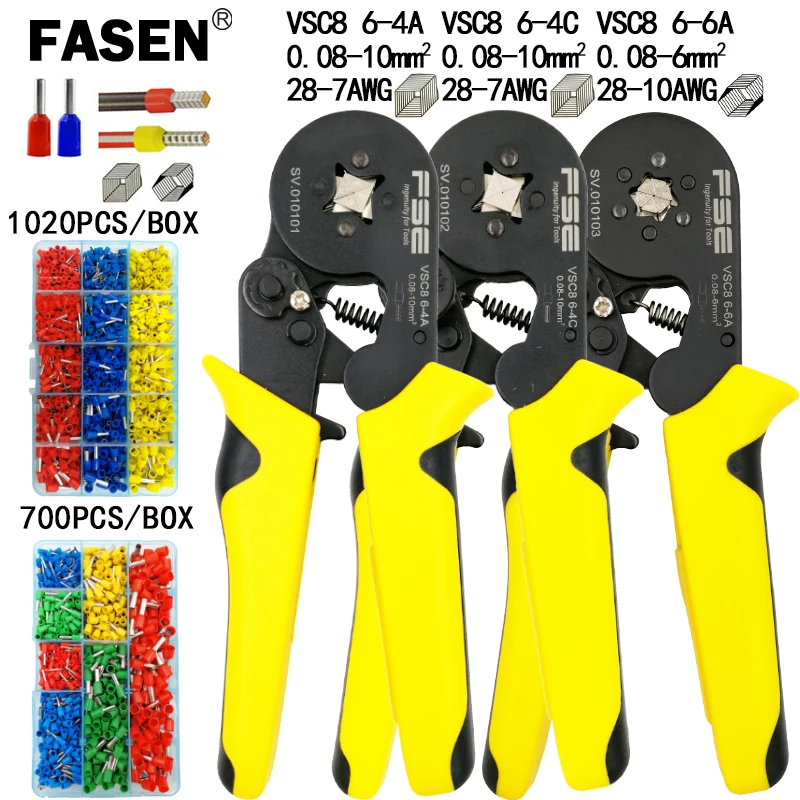 

Crimping pliers high precision VSC8 6-4A 0.08-10mm2 6-6A 0.08-6mm2 for tube needle type terminal crimp self-adjusting tools