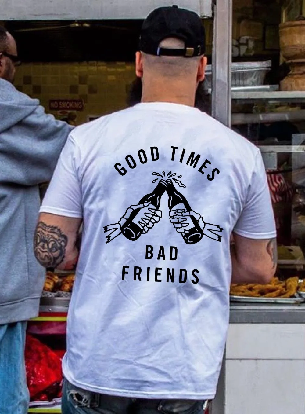Футболка мужская с коротким рукавом Good Time Bad Friends белая рубашка в стиле Харадзюку