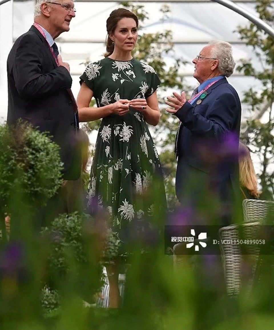 Kate Middleton, Ретро стиль, цветочный принт, короткий рукав, элегантное, темпераментное, для банкета, длинное платье, Женская Новинка, весна-лето, высокое качество