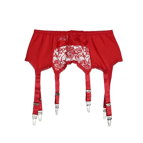Red XXL 1Pcs Hot Women Sexy Leg Garter Belt With 6 Wide Straps Ladies Mesh Elastic Leg Strap Sexy Lingerie Erotic Thigh-Highs Stockings - Цвет: Red XXL