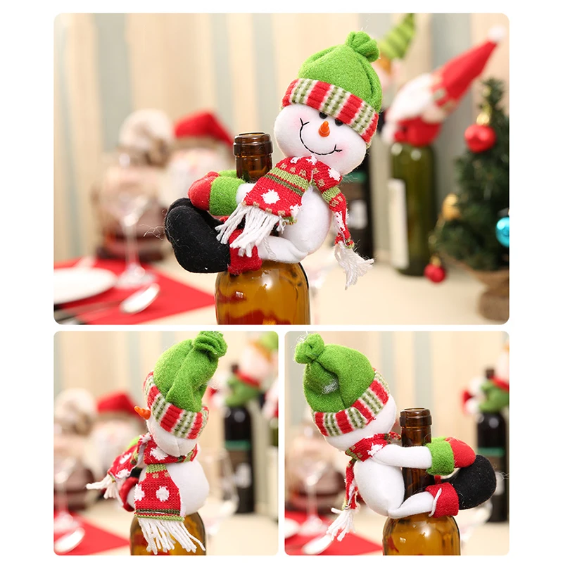 Санта-Клаус, снеговик, Рождество, винная бутылка, крышка, держатель, для дома, вечерние, на стол, Декор, Рождественская атмосфера