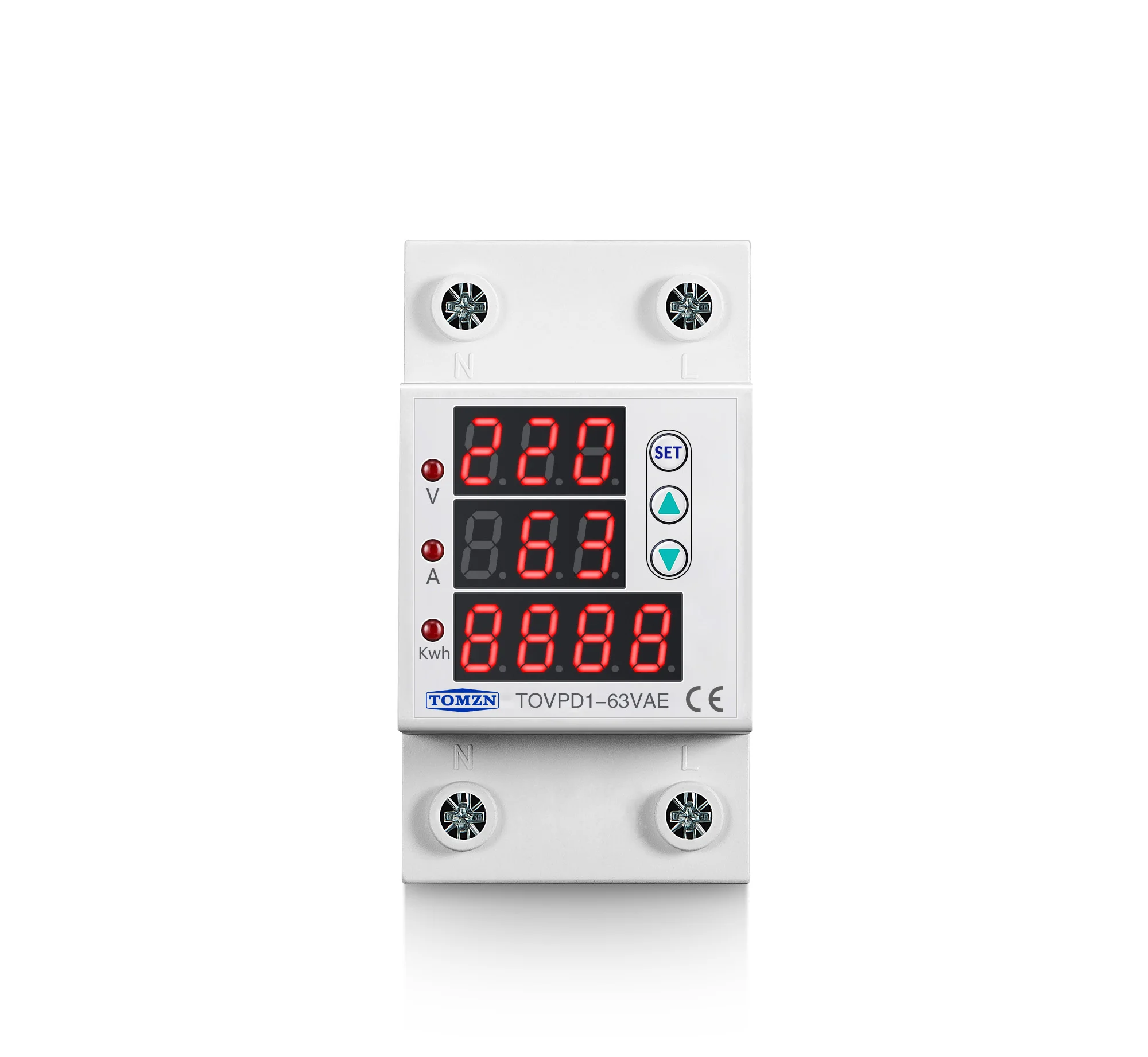Goedkoop 63A 230V 3IN1 Display Din Rail Verstelbare Over En Onder Voltage Beschermende Apparaat Protector Relais Met Over Huidige Bescherming