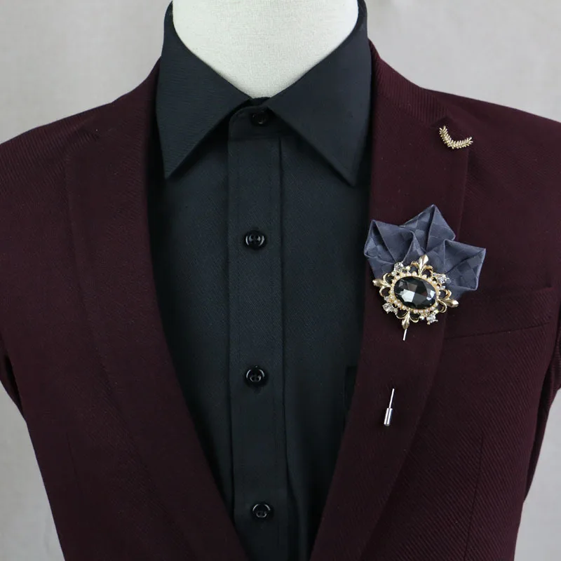 I-Remiel высококачественные тканевые броши цветок мужской карман британский стиль длинная игла брошь для мужчин костюм, воротник рубашки булавка ювелирные изделия