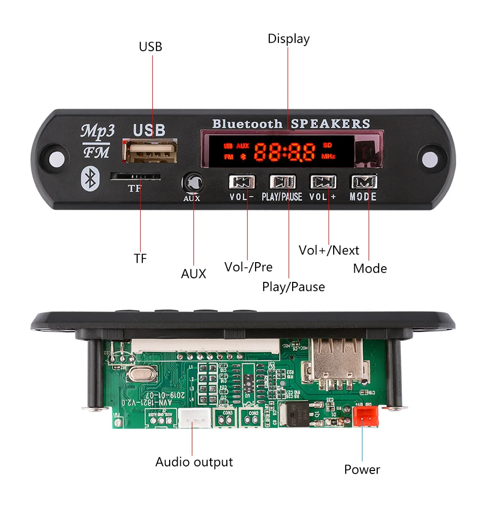 AIYIMA Bluetooth MP3 декодер Bluetooth 5,0 аудио декодер плата поддержка AUX USB TF карта Дистанционное декодирование автомобильные аксессуары