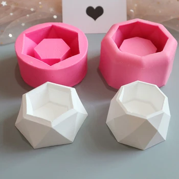 

Flower Pot Vase Mould Silicone Pot Molds Plants Making Concrete Silicone Mold Geometric Polygonal Concrete DIY Pot Mold For Home