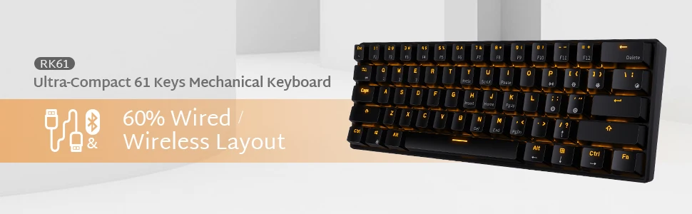 RK ROYAL KLUDGE RK61 Беспроводная Механическая игровая клавиатура 61 Ключ мультиустройство синий переключатель светодиодный аккумулятор с подсветкой