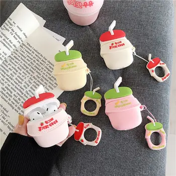 

Banana Strawberry Milk Bottle Protective Case Silicone Cover for Airpods Headset