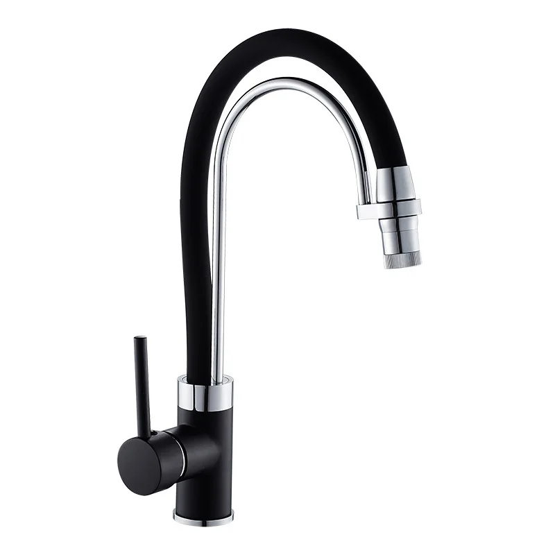 

Deck Mount Black Hose Kitchen Mixer Taps Single Handle Stream Sprayer Kitchen Faucet Chrome Finish with Bracket