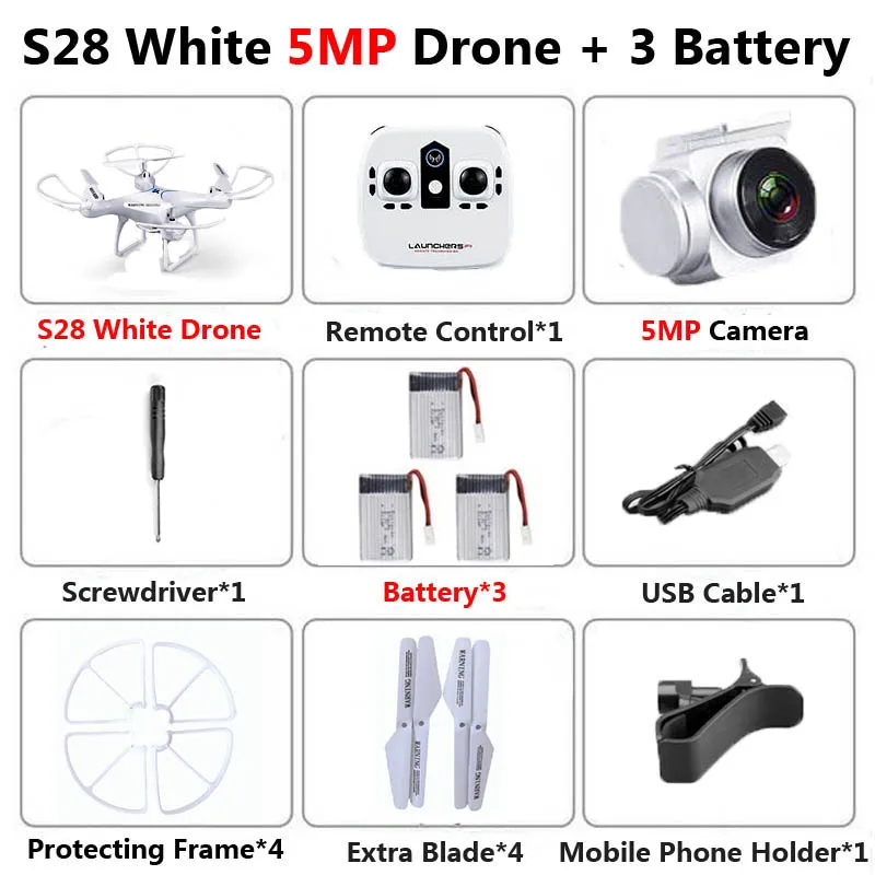S28 Профессиональный беспилотник с камерой 1080P HD WiFi FPV высота удерживает широкий угол 20 мин полета RC Квадрокоптер Вертолет игрушки X5C XY4 - Цвет: 5MP White 3B Foam