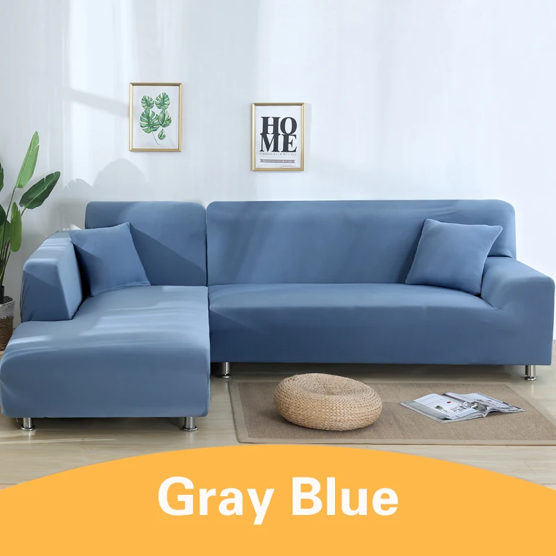 sky blue 1/2шт эластичные чехлы для диванов для гостиной, чехлы для диванов, Защитные чехлы для мебели, стрейч, L форма, угловой секционный чехол, полотенце - Цвет: sky blue