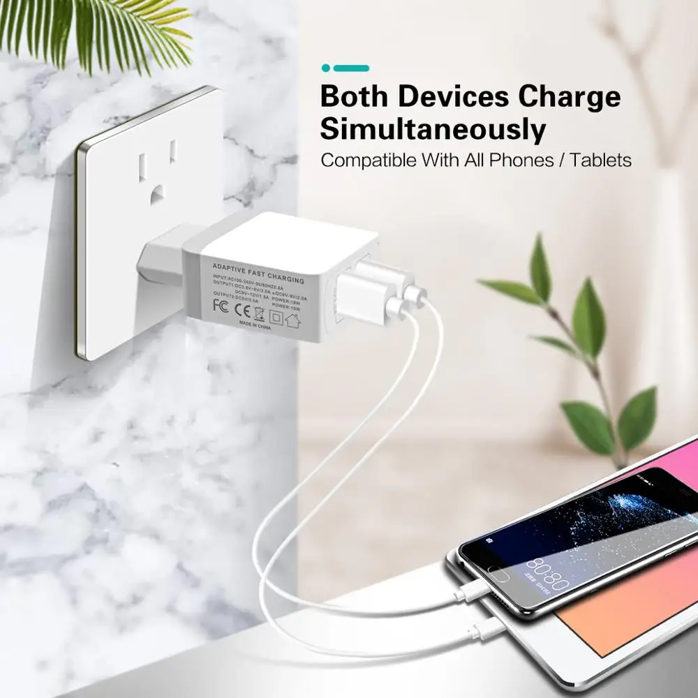 GUUGEI 28 Вт портативное зарядное устройство с двумя USB Quick Charge 3,0 QC3.0 2 порта для путешествий настенное зарядное устройство для мобильного телефона Быстрая зарядка для Android