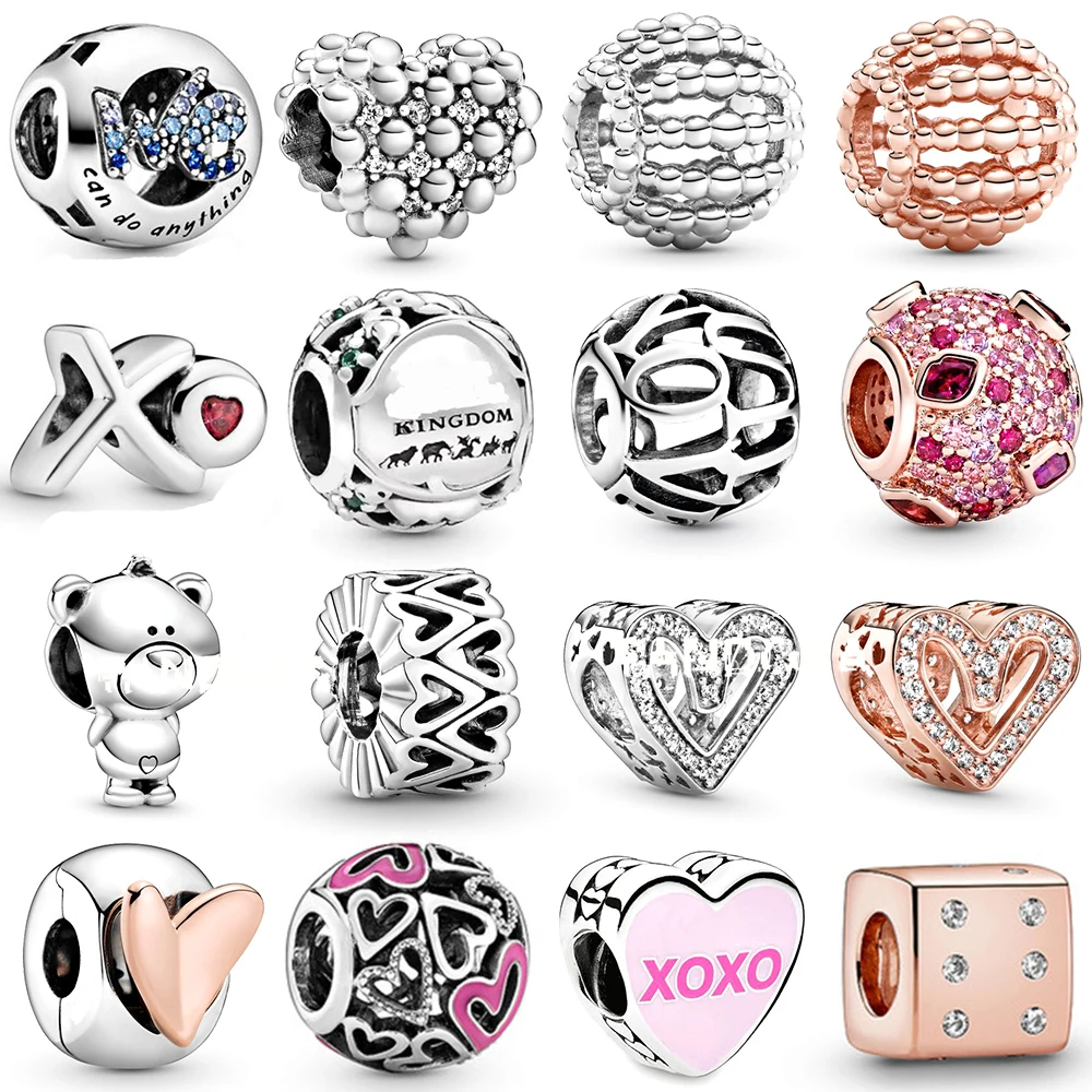 

NEW 2020 100% 925 Sterling Silver Valentine's Day Collection Charm Heart Women Fit DIY Original Bracelet Fashion Jewelry Gift