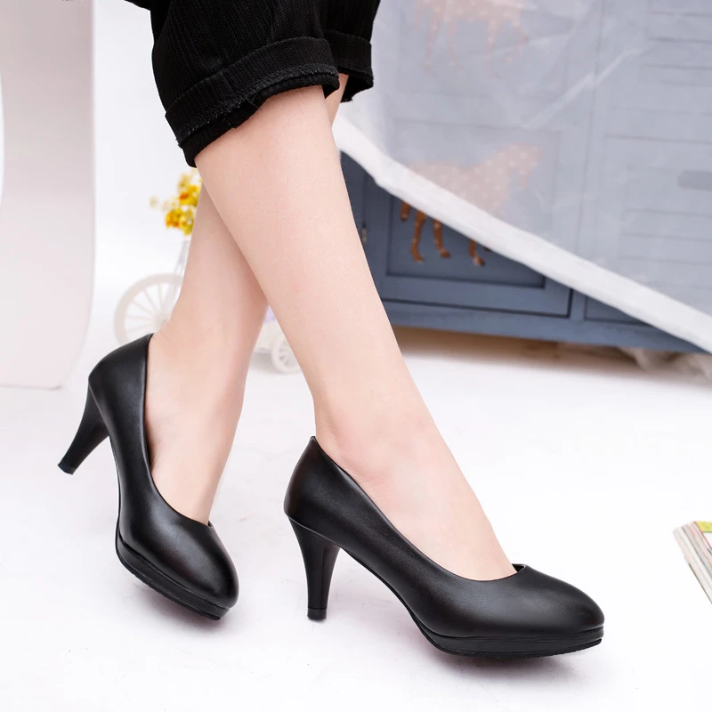 black platform court shoes