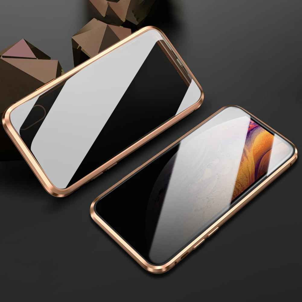 Магнитный защитное закаленное стеклянный магнит металлический чехол для телефона 360 полный корпус защитный чехол для Iphone XS MAX X XR 8 7 Plus