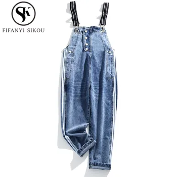 

High quality Women Denim Overalls Summer Fashion Denim Jumpsuit Lady Plus Size Loose Suspenders Jeans Casual Sleeveless Rompers