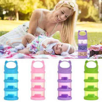 

3 Layer Portable Portable Toddler Food Storage Box Cartoon Print Milk Powder Container Baby Feeding