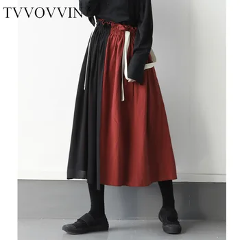 

Loose High Elastic Waist Black Contrast Color Temperament Stap Half-body Skirt Women Fashion Tide Spring Autumn 2020 V4HQ