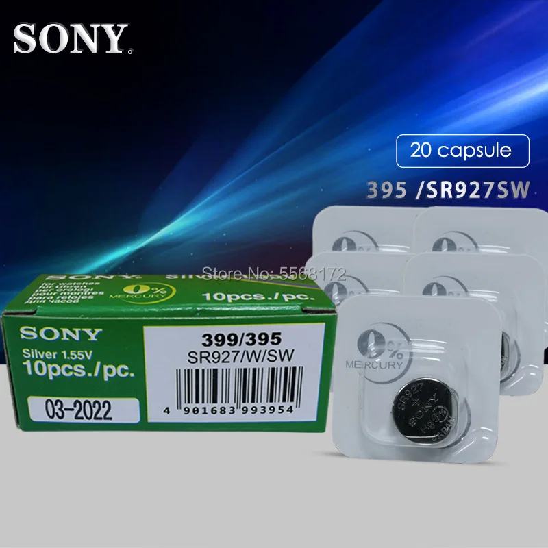 20 шт. для часов SONY из оксида серебра 395 SR927SW 927 1 55 в 100% оригинальный аккумулятор