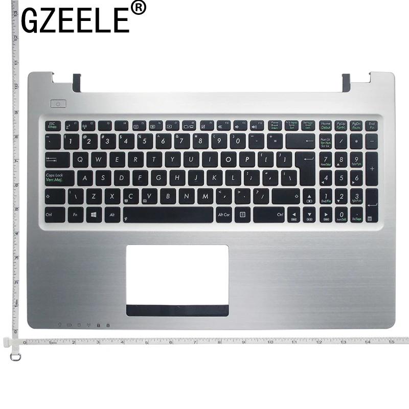 Gzeele Eua Moldura do Teclado do Portátil para Asus R505c V550c K56cm S56c A56c K56c K56 Capa Superior Palmrest Cor Prata