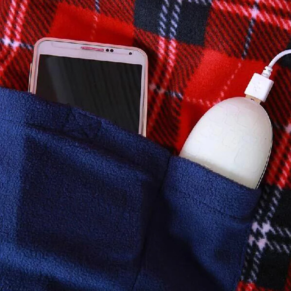 Горячее предложение 880x650 мм домашнее USB перезаряжаемое теплое мягкое одеяло с электрическим подогревом наколенники для дома и офиса с карманом